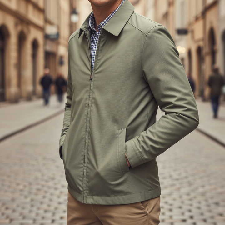 Giacca uomo casual a maniche lunghe, ideale per primavera/autunno. Giubbotto versatile per stile moderno e comfort.