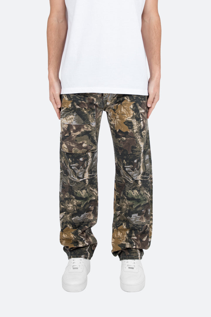 Pantaloni cargo uomo jeans mimetici, stile baggy con vita comoda. Ideali per moda casual e look vintage.