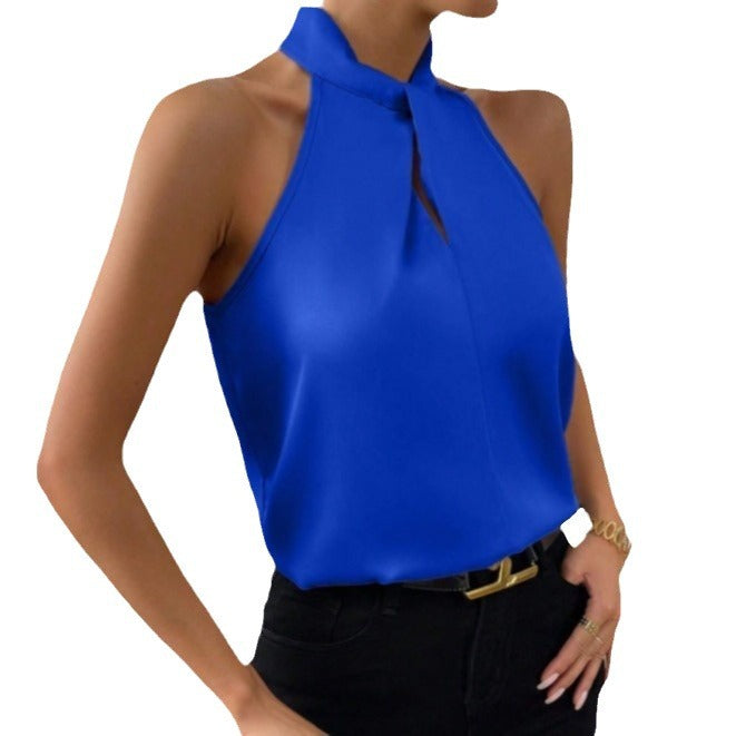 Top chic da donna con scollo all'americana e laccetti. Perfetto per outfit da sera o casual estivi.