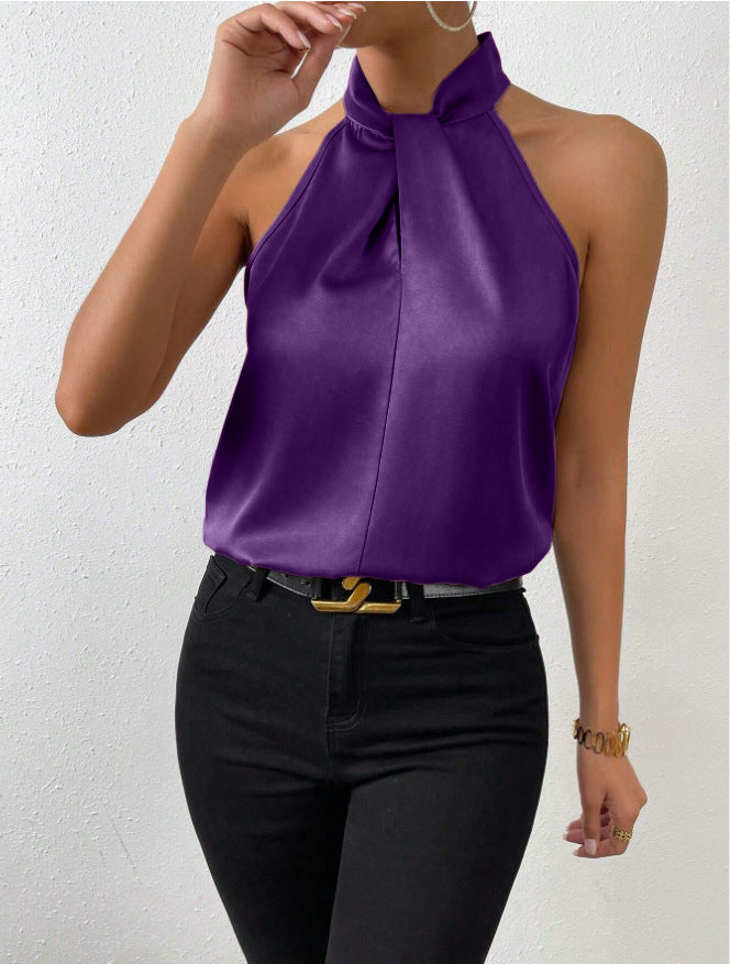 Blusa da donna scollo all'americana con laccetti. Look raffinato, perfetto per serate eleganti.