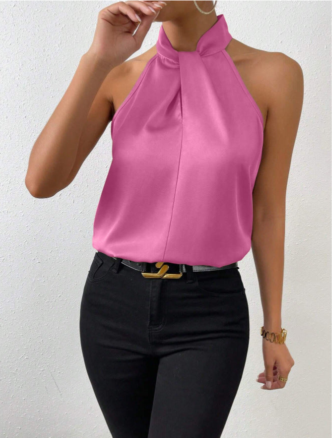 Blusa chic da donna con scollo all'americana e laccetti. Perfetta per look raffinati e di tendenza.