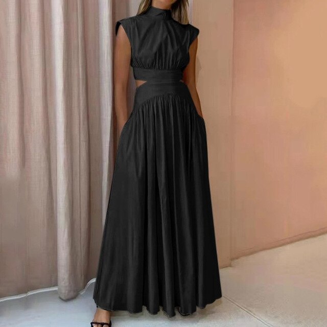Elegante maxi abito dolcevita da donna, in stile classico e sofisticato. Perfetto come vestito da sera o per eventi formali.