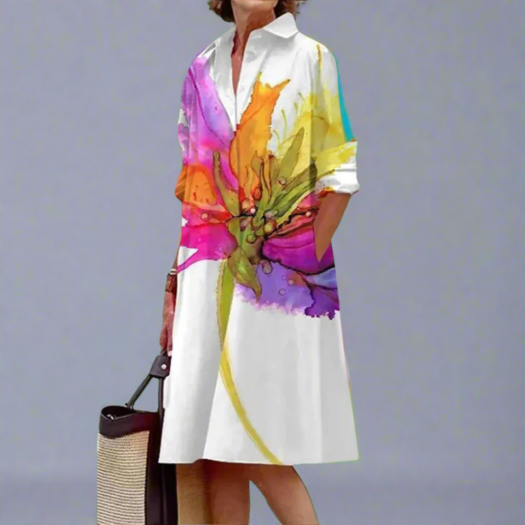 Abito lungo maxi bianco da donna stile rilassato, ideale per moda estiva ed eleganza casual con comfort.