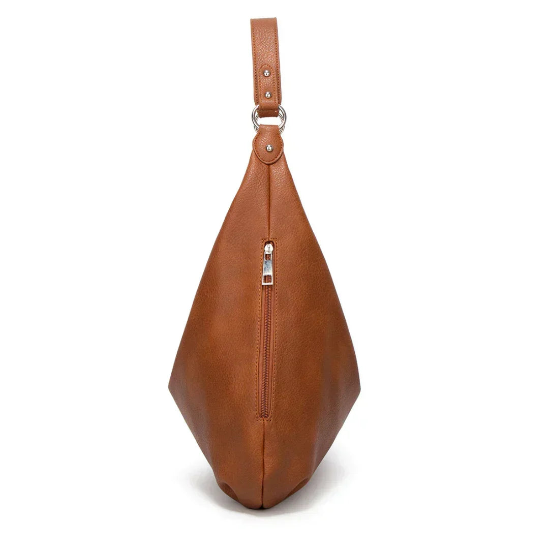 Borsa hobo donna in un vibrante vino rosso, capiente per l'uso quotidiano, con tracolla.