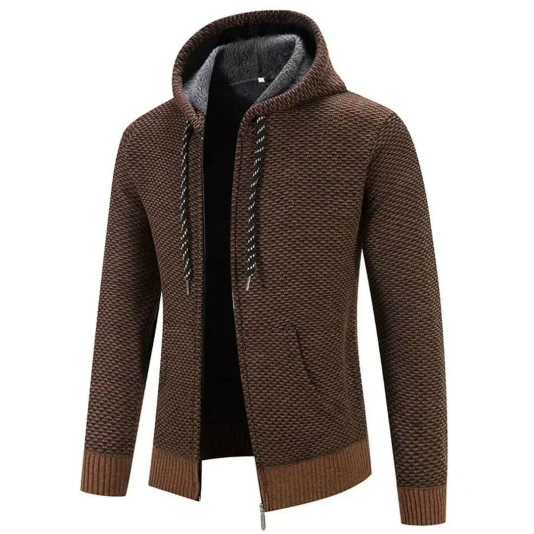 Felpa uomo versatile con cappuccio e zip, outerwear casual calda per moda maschile e stile quotidiano.