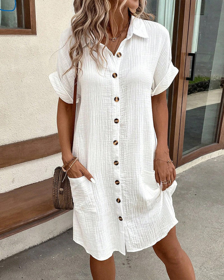 Vestito camicia casual donna elegante per ogni occasione. Comodo abito estivo, moda femminile versatile.