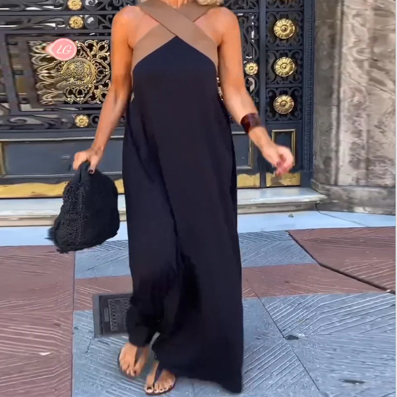 Abito fluido maxi da donna, incrociato e comodo. Eleganza senza sforzo per l'estate.