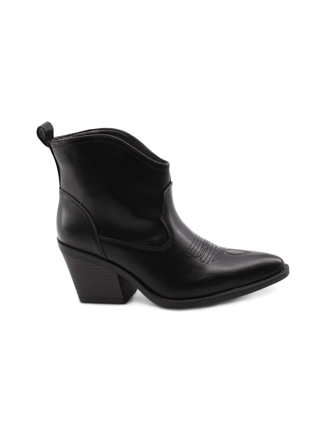 Moda donna: stivaletti texani neri con tacco 7,5 cm, perfetti per outfit casual o eleganti.