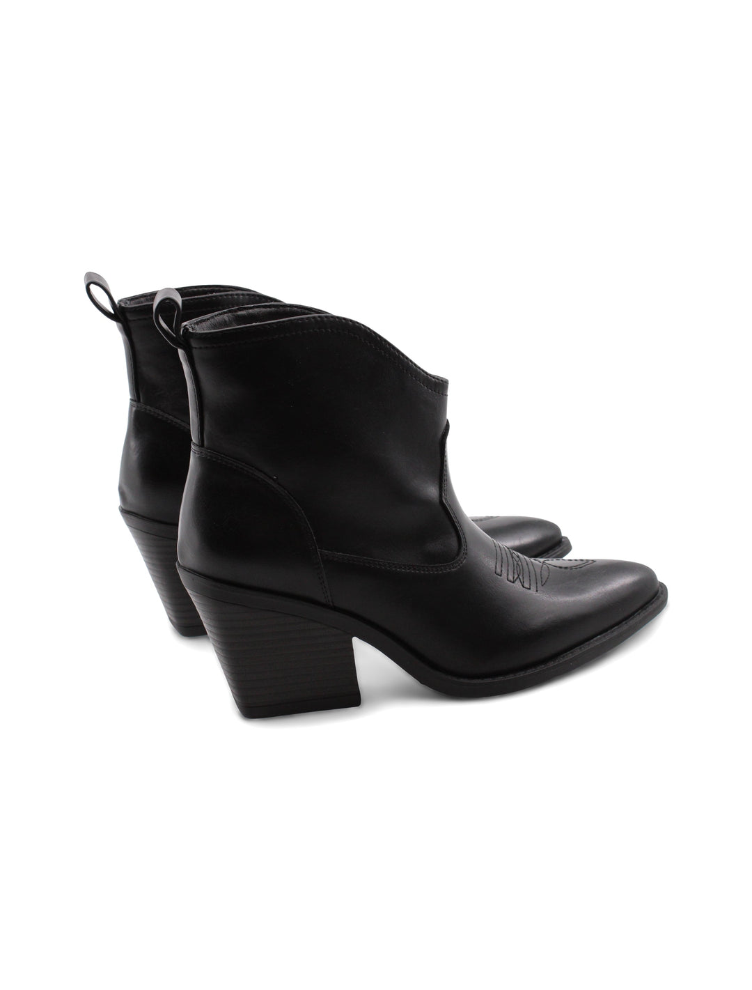 Stivaletti texani donna neri, tacco 7,5 cm e dettagli country-chic per un'affermazione di stile.