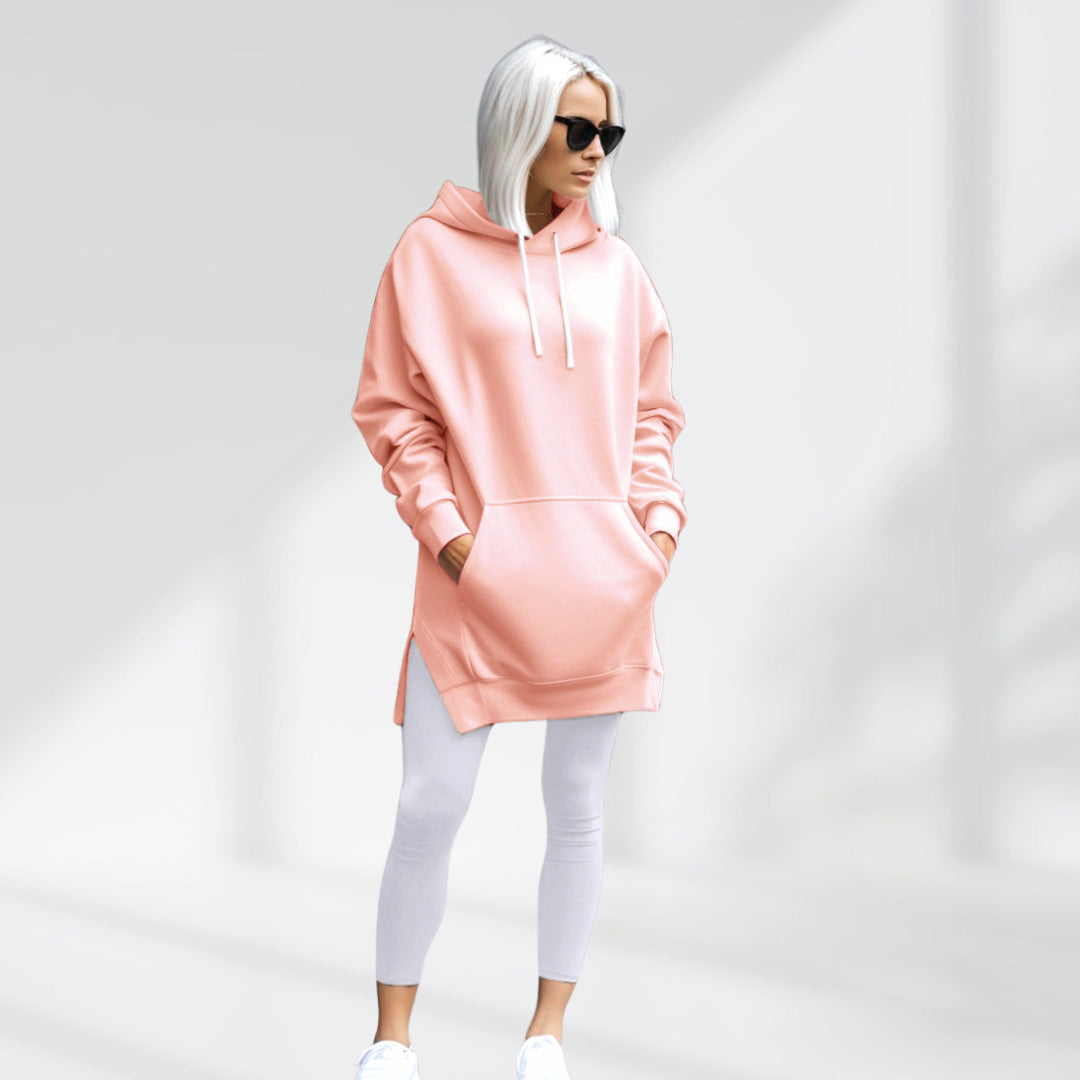Vestito felpa donna per stile rilassato. Caldo e morbido, un must-have per la moda invernale.