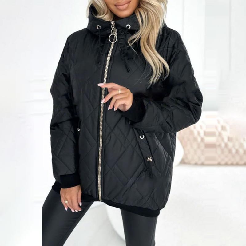 Parka donna con cappuccio, giacca invernale elegante e calda, perfetta per un look sofisticato.