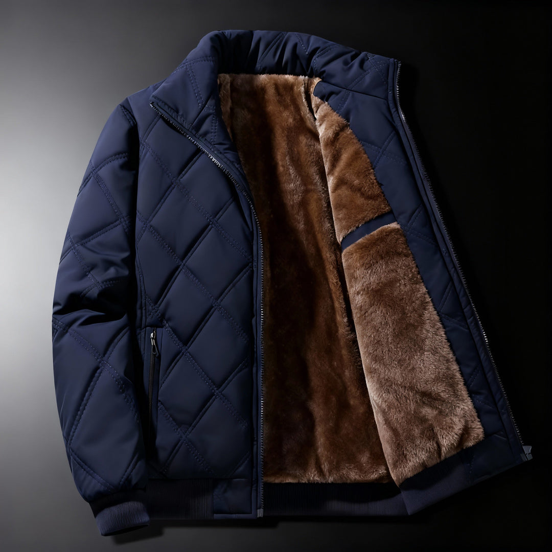 Elegante giacca uomo invernale trapuntata, bomber calda e alla moda, ideale per il casual e il freddo.