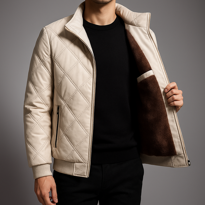 Confortevole giacca uomo invernale, bomber trapuntato, calda e alla moda, perfetta per il freddo casual.