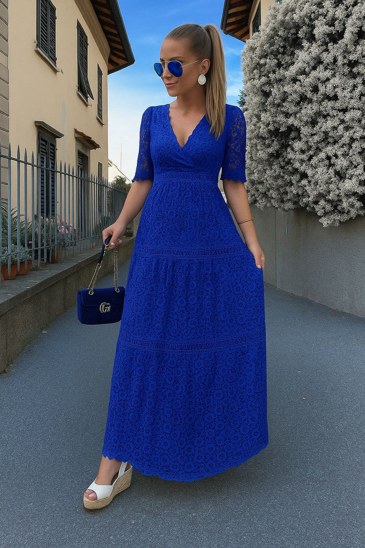 Vestito lungo donna estivo raffinato, design italiano per look elegante o casual da vacanza.