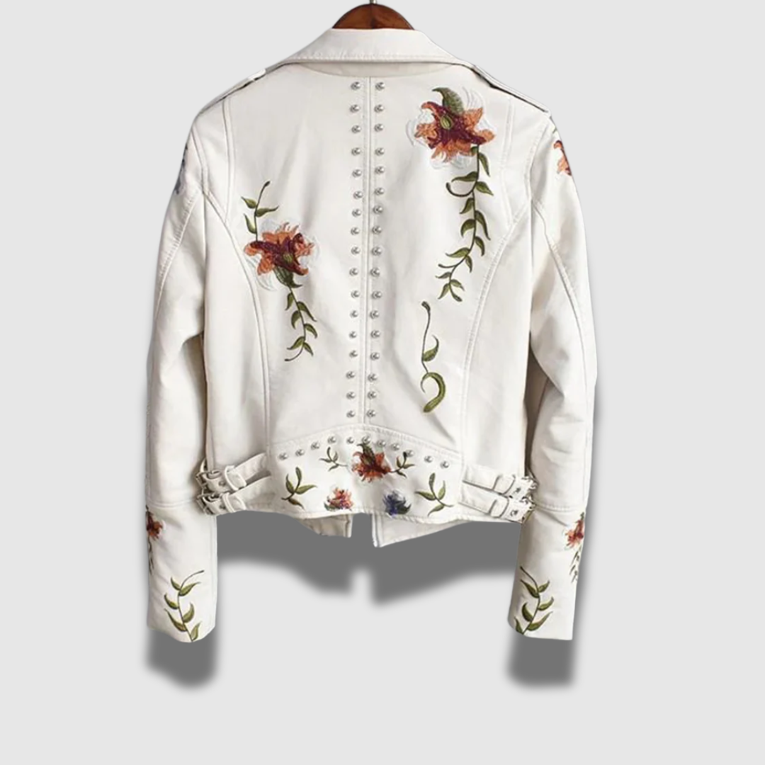 Elegante giacca floreale da donna, perfetta per un look primaverile o estivo versatile, leggera e alla moda.