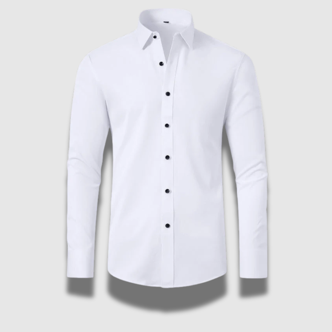 Camicia uomo moderna vestibilità, elasticizzata antipiega, per un look business e casual impeccabile.