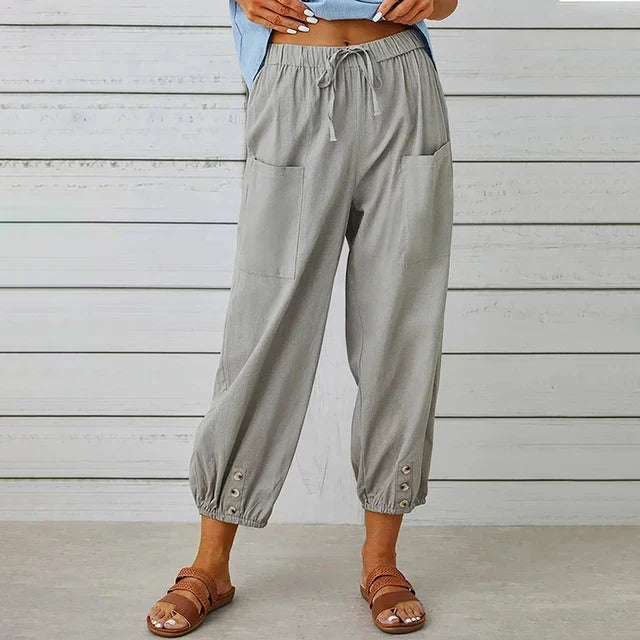 Pantaloni donna eleganti e casual, a vita alta, perfetti per il tempo libero e look quotidiano.