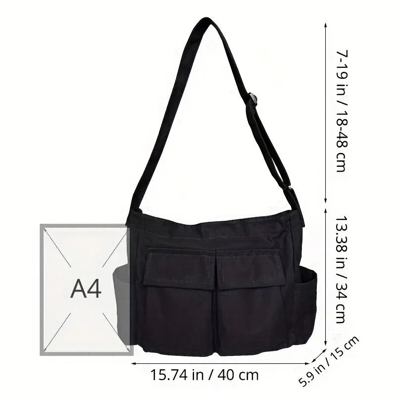 Elegante borsa a tracolla in tela multicolore per donna, ideale come accessorio casual o da viaggio.