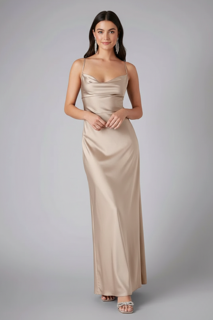 Vestito elegante donna per l'estate, con spacco. Maxi abito senza maniche, ideale per un comfort sofisticato.