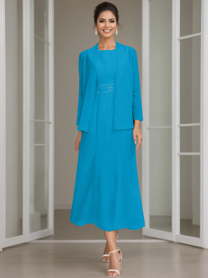 Vestito midi cerimonia donna, giacca con perline, un abito sofisticato e senza tempo.
