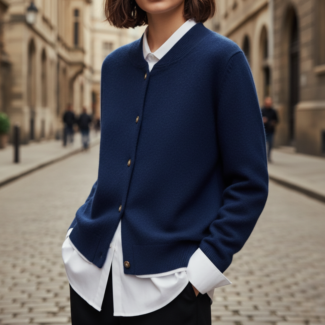 Cardigan bomber donna elegante con bottoni, versatile per look casual chic autunno inverno. Perfetto per ogni taglia.