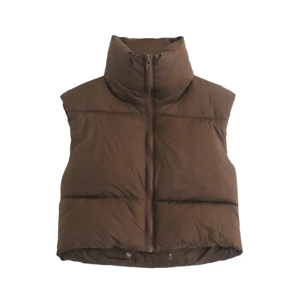 Gilet da donna corto imbottito chic per un look casual o elegante, ideale per moda streetwear e outerwear.