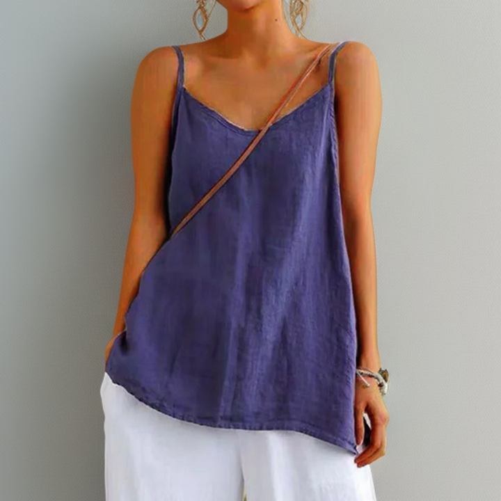 Canotta donna scollo rotondo, versatile ed essenziale, per look casual e layering. Moda donna basic.