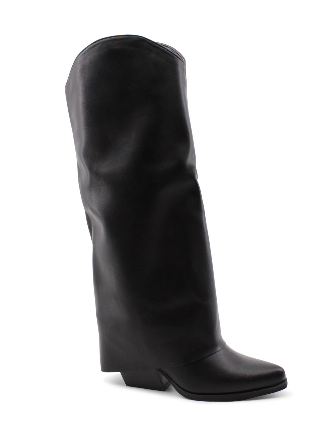 Stivali texani donna neri, alti, con risvolto e tacco 6 cm. Ideali per look audaci autunno inverno.