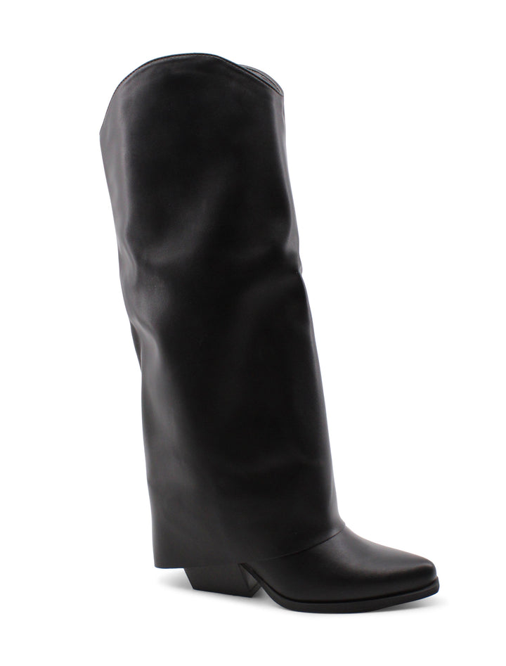 Stivali texani donna neri, alti, con risvolto e tacco 6 cm. Ideali per look audaci autunno inverno.