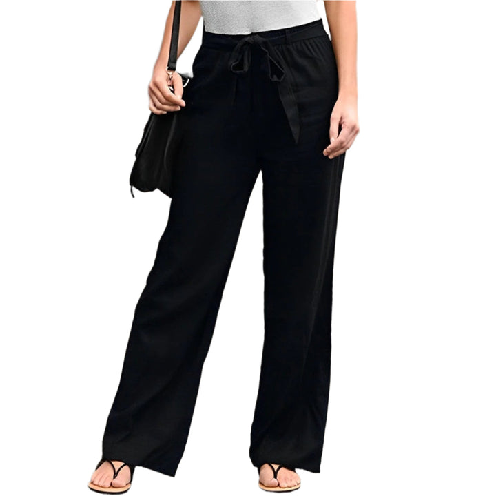 Eleganti pantaloni donna in lino, vestibilità ampia e vita elastica per freschezza e stile versatile estivo.
