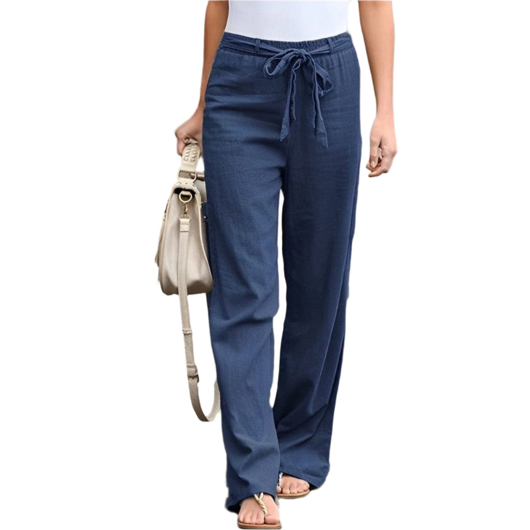 Pantaloni estivi donna a gamba larga con vita elastica. Ideali per massimo comfort e moda casual per le vacanze.