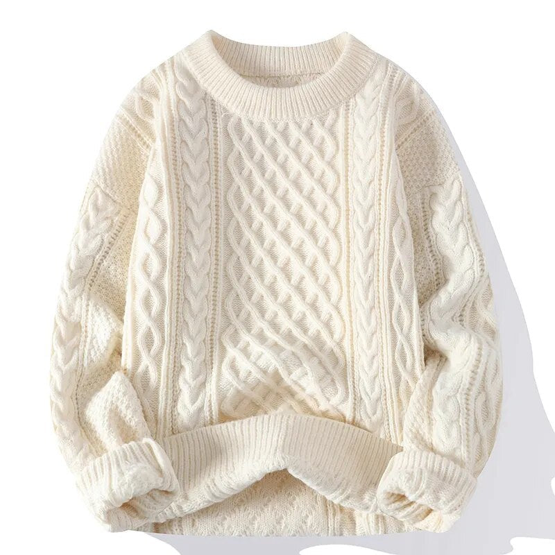 Maglione uomo comfort, stile retrò-vintage. Ideale per abbigliamento maschile caldo e casual elegante.