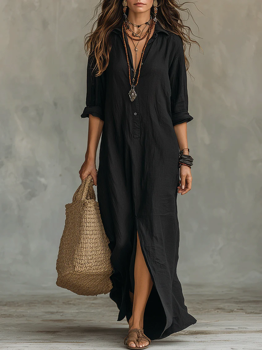 Abito maxi donna elegante e fluido, perfetto per serate speciali, valorizza la silhouette con stile.