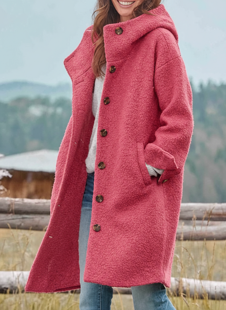 Cappotto invernale lungo da donna oversize nero, caldo e antivento, perfetto per l'inverno alla moda.