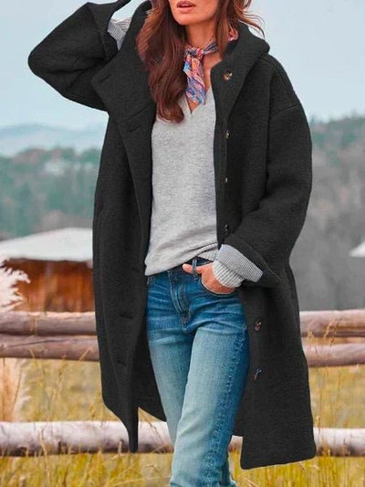 Cappotto invernale lungo grigio da donna, modello oversize, caldo, antivento e di tendenza per l'inverno.