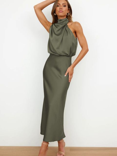 Moda donna: abito midi elegante e raffinato con cintura, lunghezza midi, perfetto per occasioni speciali.