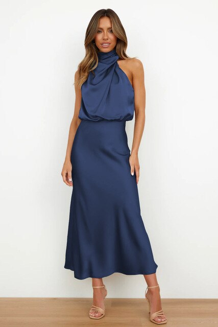 Abito midi multicolore da donna, elegante con cintura, per un look sofisticato a feste e cerimonie.
