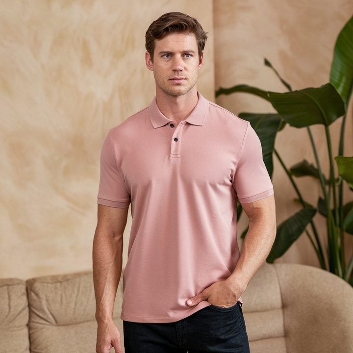 Polo uomo leggera e morbida, stile elegante per primavera/estate. Abbigliamento casual versatile.