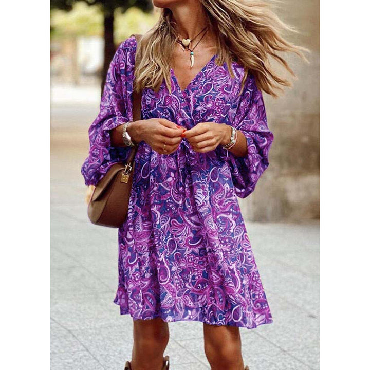Abito estivo ampio da donna in stile boho, versatile e confortevole per l'estate senza pensieri.