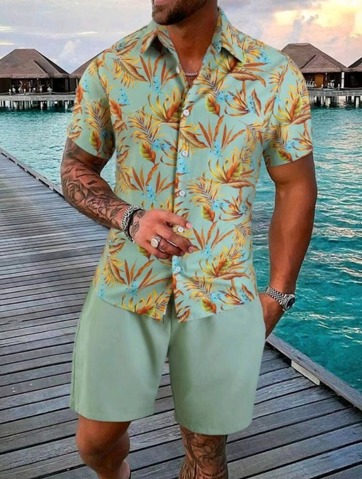 Outfit estivo uomo casual con camicia a maniche corte e shorts, un look fresco per l'estate.