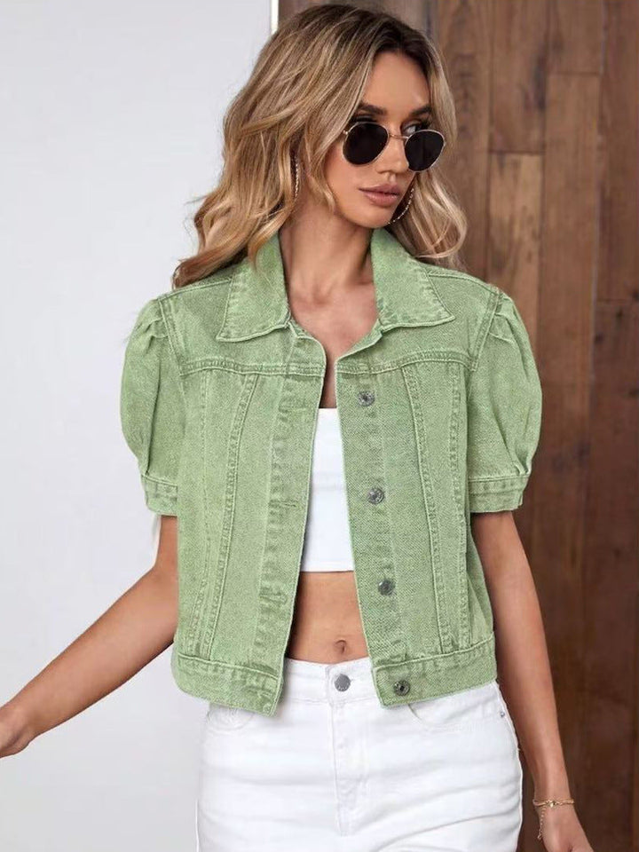 Giacca donna casual, maniche a sbuffo. Un capospalla retrò per un look quotidiano e versatile.