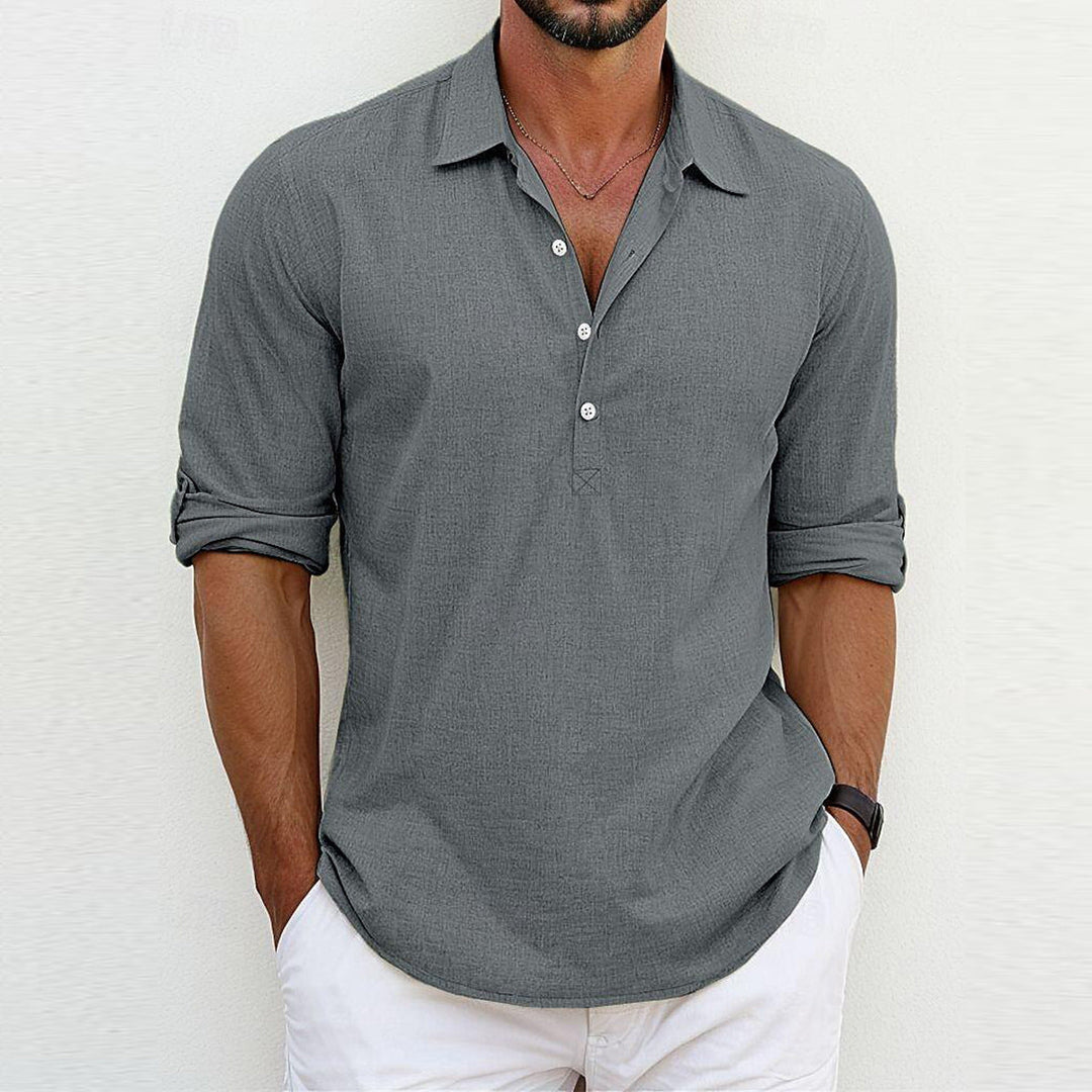 Camicia polo uomo a maniche lunghe, per un comfort e stile casual quotidiano.