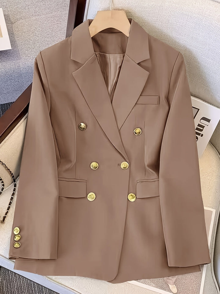 Blazer donna chic con taglio slim e bottoni dorati, un capo must-have per la moda femminile.