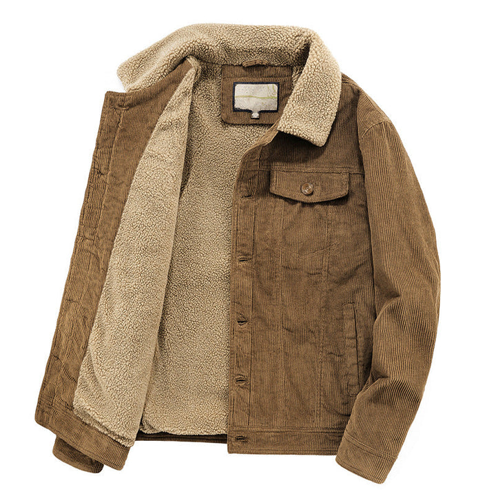 Giacca uomo moda autunnale/invernale, calda e con stile casual, design trucker e tasche pratiche.
