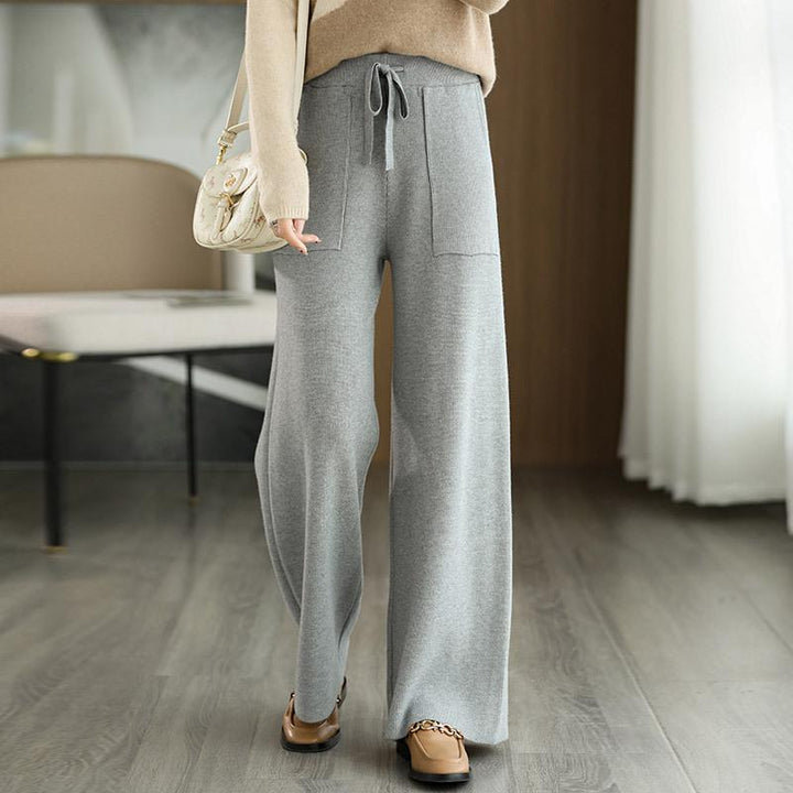 Comodi pantaloni donna a vita alta e gamba larga, perfetti per un abbigliamento casual versatile tutto l'anno.