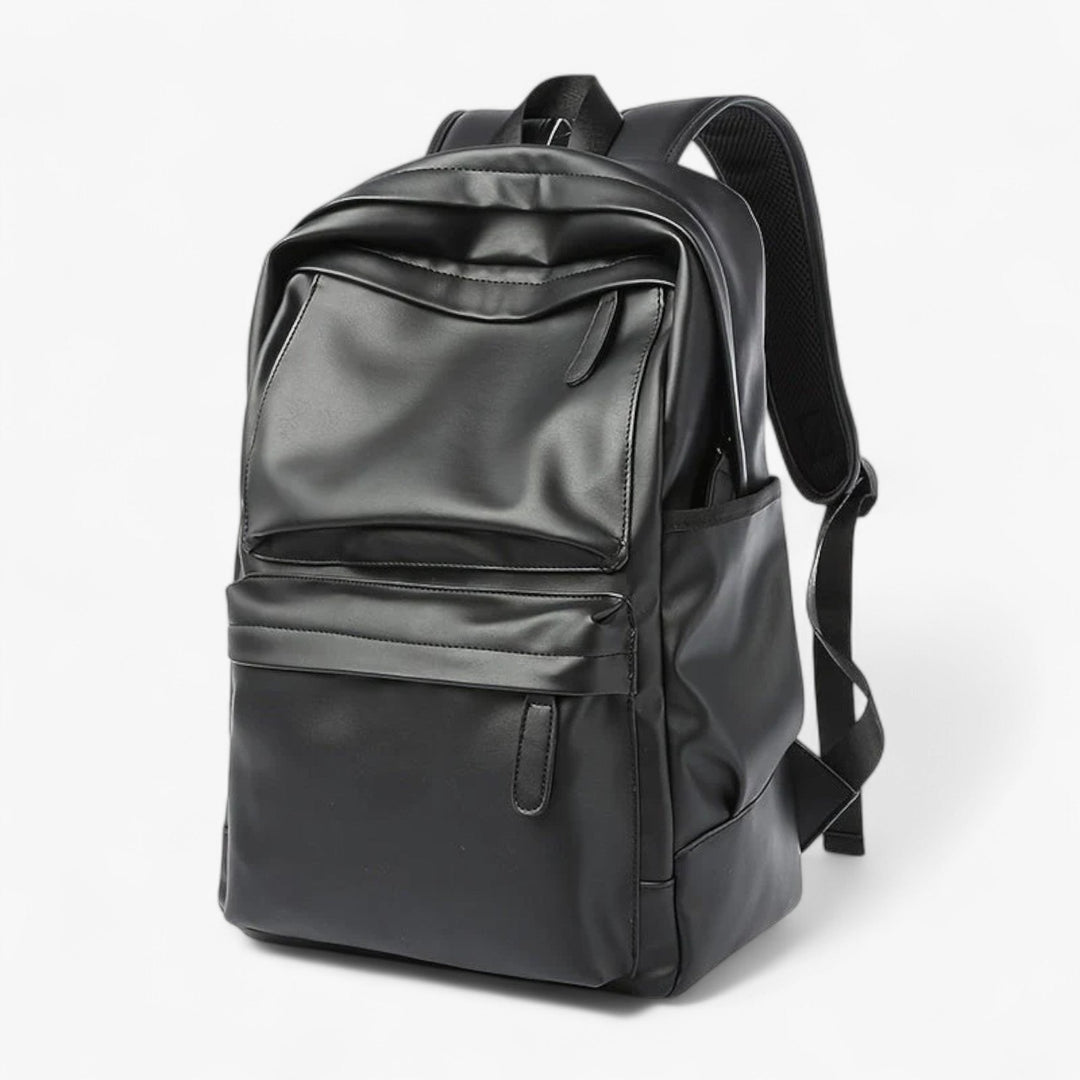 Zaino urbano nero da uomo, perfetto per il quotidiano e viaggi. Stile essenziale e versatile.