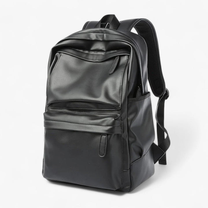 Zaino urbano nero da uomo, perfetto per il quotidiano e viaggi. Stile essenziale e versatile.