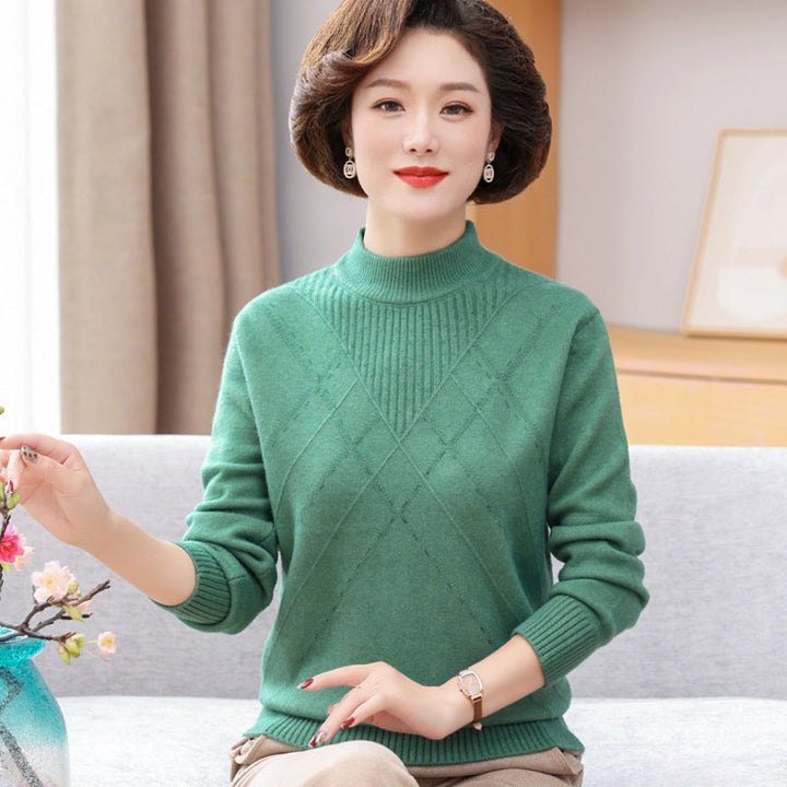 Pullover oversize donna collo alto, maglia spessa, perfetto per un inverno caldo ed elegante.