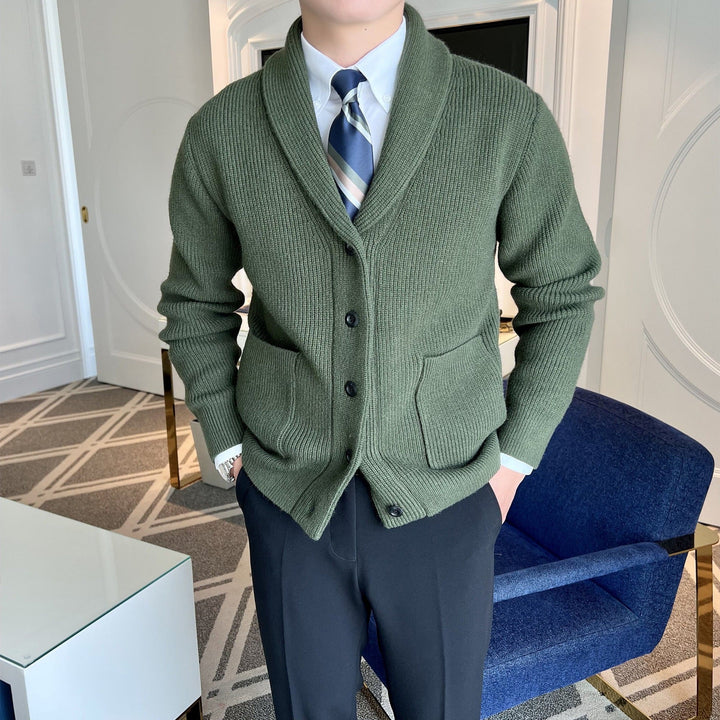 Maglione cardigan uomo invernale slim fit, scollo a V, ideale per un look elegante e versatile con bottoni.