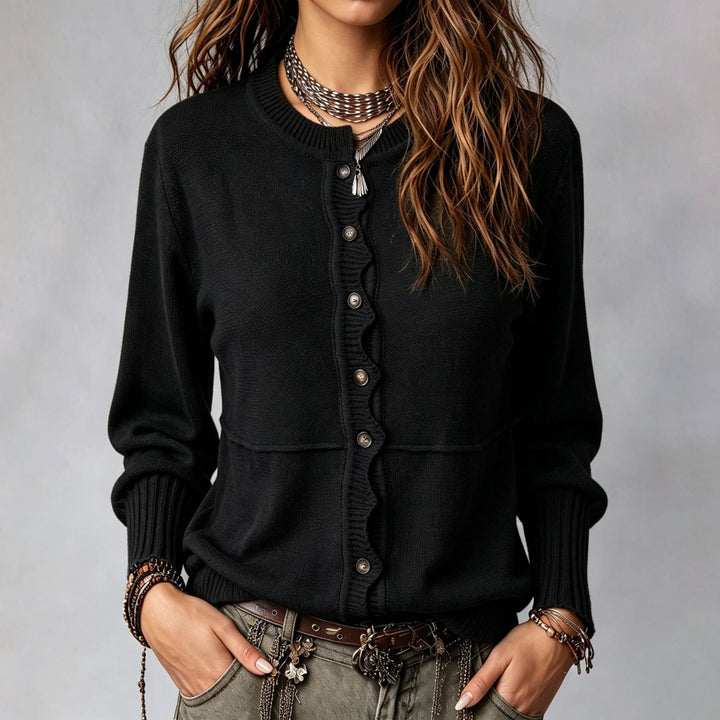 Cardigan da donna casual a maniche lunghe con bottoni, perfetto per un look quotidiano confortevole e versatile.